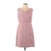 White House Black Market Casual Dress - A-Line V Neck Sleeveless: Pink Dresses - Women's Size 10