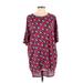 Lularoe Casual Dress - Shift Crew Neck 3/4 sleeves: Red Print Dresses - Women's Size X-Small