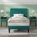 George Oliver Kheya 3 Piece Bedroom Set Bed & Nightstand Upholstered/Metal in Green | 47.63 H x 38.98 W x 76.57 D in | Wayfair