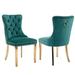 Rosdorf Park Dining Chair Set 2 Tufted Dining Room Chair w/ Solid Plated Leg Upholstered/Velvet/Metal in Green/Yellow | Wayfair