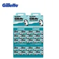 Gillette – lames de rasoir manuel Super bleues pour hommes en acier inoxydable double tranchant