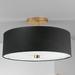 Everly 14.25" Wide 3 Light Aged Brass Semi-Flush Mount With Black Shad