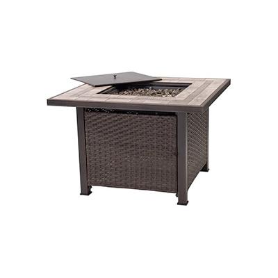 Sunjoy 38-Inch Propane Fire Pit Table with Ceramic Tile Tabletop and Lava Rocks