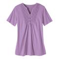 Blair Women's Haband Women’s Eyelet Henley Knit Tunic - Purple - XX - Womens