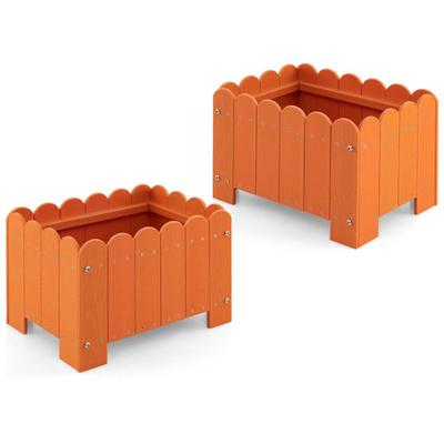 Costway 2 Pack Rectangular Planter Box with Draina...