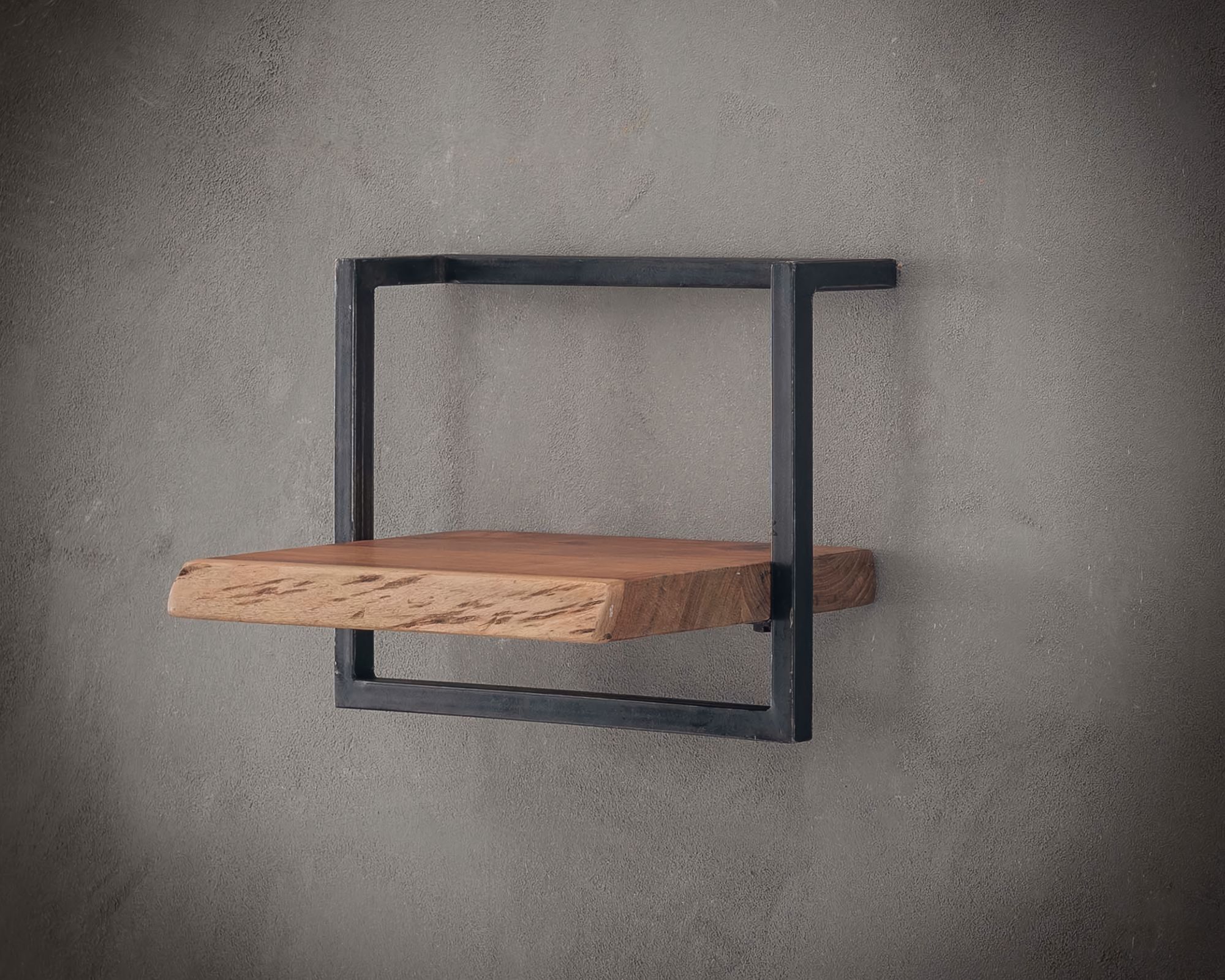 designline »Edge« Massivholz Wandregal Metall/Akazie VI 40x30x25 cm Image
