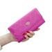 PU Leather Wallet Lady Plaid Hasp Wallet Long Card Holder Phone Bag Case Purse-Rose Red