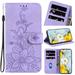 Feishell for Samsung Galaxy S24 Ultra Wallet Case with Card Holder / Flip Stand / Wrist Strap Lily Flower Pattern PU Leather Case for Women Girls Magnetic Clasp Shockproof Protection Cover Purple