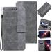 Wallet Phone Case Cover Compatible with iPhone 7 Plus/8 Plus Vintage for Men Business Embossed PU Leather Flip Protective Case with Wrist Strap Kickstand for Apple iPhone 7 Plus/8 Plus Gray