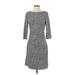 J. McLaughlin Casual Dress - Sheath Crew Neck 3/4 sleeves: Gray Dresses - Women's Size Small