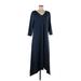 G.I.L.I. Got It Love It Casual Dress V-Neck 3/4 Sleeve: Blue Solid Dresses - Women's Size Large