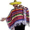 Mexican Poncho Sombrero & Tash Western Costume 9 Colours - Yellow