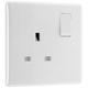 BG 13A Single Gang Curve White Single Switched Socket