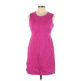 Lands' End Casual Dress - Mini Crew Neck Sleeveless: Pink Solid Dresses - Women's Size 12 Petite