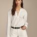 Lucky Brand Lace Up Poplin Shirt - Women's Clothing Button Down Tops Shirts in Bright White, Size XS