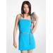 Michael Kors Stretch Crepe Belted Mini Dress Blue 12