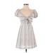 Cotton Candy LA Casual Dress: Gray Stripes Dresses - Women's Size Small