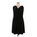rsvp by TALBOTS Casual Dress - A-Line V Neck Sleeveless: Black Polka Dots Dresses - Women's Size 1X Petite