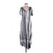 ZILCH Casual Dress - Midi V Neck Short sleeves: Gray Tie-dye Dresses - Women's Size Medium