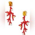 Kate Spade Jewelry | Kate Spade New York Reef Treasure Coral Faux Pearl Gemstone Dropp Earrings | Color: Gold/Red | Size: Os