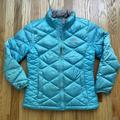 The North Face Jackets & Coats | Girl's The North Face 550 Teal Blue Gray Quilted Down Puffer Zip Up Jacket Sz L | Color: Blue | Size: Lg