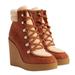 Jessica Simpson Shoes | New Jessica Simpson Maelyn Wedge Bootie Brown Caramel Combo Leather Suede Sherpa | Color: Brown/Tan | Size: 8.5