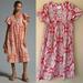 Anthropologie Dresses | Maeve X Anthropologie Maeve Printed Flutter-Sleeve Babydoll Dress In Pink Combo | Color: Pink/Red | Size: S