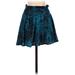 Express Casual A-Line Skirt Mini: Teal Animal Print Bottoms - Women's Size Small