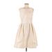 Alfred Sung Cocktail Dress - A-Line: Ivory Solid Dresses - New - Women's Size 0