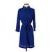 Suzi Chin for Maggy Boutique Casual Dress - Shirtdress: Blue Dresses - Women's Size 4