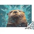 Agashi Wooden Jigsaw Puzzles for Adults 300/500/1000 Piece Sea Otter Jigsaw Puzzles Family Games Christmas Birthday Toys/Style-1/500Pcs