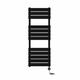 NRG Prefilled Flat Panel Electric Heated Towel Rail Radiator Black Thermostatic Bathroom Warmer with Touch Screen Display 1200x450mm - 600W