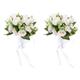 TOYANDONA 2 pack Artificial Flowers Wedding fake flowers bouquet artificial bridesmaid bouquets white rose bouquets Bouquets Bride Bridal