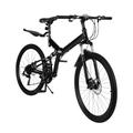 BAOCHADA 26 Inch Folding Bike 21 Speed Mountain Bike Gears Folding Bicycle Adults Folding Bike With Dual Disc Brake Full Suspension MTB Bike For Men and Women Black