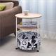 Bedside Tables End Tables Side Table Round Creative Living Room Mobile Sofas Notebook Bedside Table,Storage Basket Side Table, with Walnut Veneer Metal Frame Color Fabric Cabinets lofty ambition