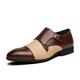 New Dress Shoes for Men Slip On Double Monk Strap Two Tone Cap Toe PU Leather Anti-Slip Low Top Non Slip Resistant Walking (Color : Brown, Size : 9 UK)