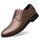 Ninepointninetynine Dress Oxford for Men Lace Up Derby Shoes Round Toe Leather Low Top Slip Resistant Block Heel Anti-Slip Business (Color : Brown, Size : 9 UK)