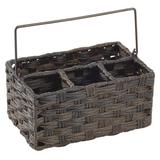 mDesign Plastic Woven Divided Cutlery Storage Organizer Caddy Tote Plastic in Brown | 5 H x 9.5 W x 6.5 D in | Wayfair 12682MDK