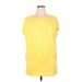 Boston Proper Short Sleeve Top Yellow Print Crew Neck Tops - Women's Size 1X