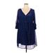 Torrid Casual Dress - Mini V Neck 3/4 sleeves: Blue Dresses - Women's Size 2X Plus