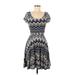 Love, Fire Casual Dress - A-Line Scoop Neck Short sleeves: Blue Chevron/Herringbone Dresses - Women's Size Medium