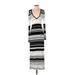 BCBGMAXAZRIA Casual Dress V-Neck Long sleeves: Silver Stripes Dresses - Women's Size X-Small