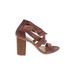 Lauren Conrad Heels: Brown Print Shoes - Women's Size 8 1/2 - Open Toe