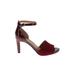 Franco Sarto Heels: Strappy Stilleto Feminine Burgundy Solid Shoes - Women's Size 8 - Open Toe