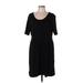 Lands' End Casual Dress - Mini Scoop Neck Short sleeves: Black Solid Dresses - Women's Size Large Petite