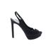 Nine West Heels: Slingback Platform Cocktail Black Print Shoes - Women's Size 9 1/2 - Peep Toe
