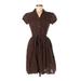 Apt. 9 Casual Dress - Shirtdress V Neck Short sleeves: Brown Solid Dresses - Women's Size 8