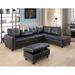 Black Reclining Sectional - Lark Manor™ Blumenthal 97.2" Wide Faux Leather Corner Sectional w/ Ottoman Faux Leather | Wayfair