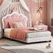 House of Hampton® Javeria Vegan Leather Panel Bed Upholstered/Faux leather in Pink | 44 H x 46.5 W x 80 D in | Wayfair