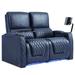 Red Barrel Studio® Zero Gravity Home Theater Seating Top Grain Leather Recliner Sofa Power Headrest Footrest Blue Genuine Leather | Wayfair